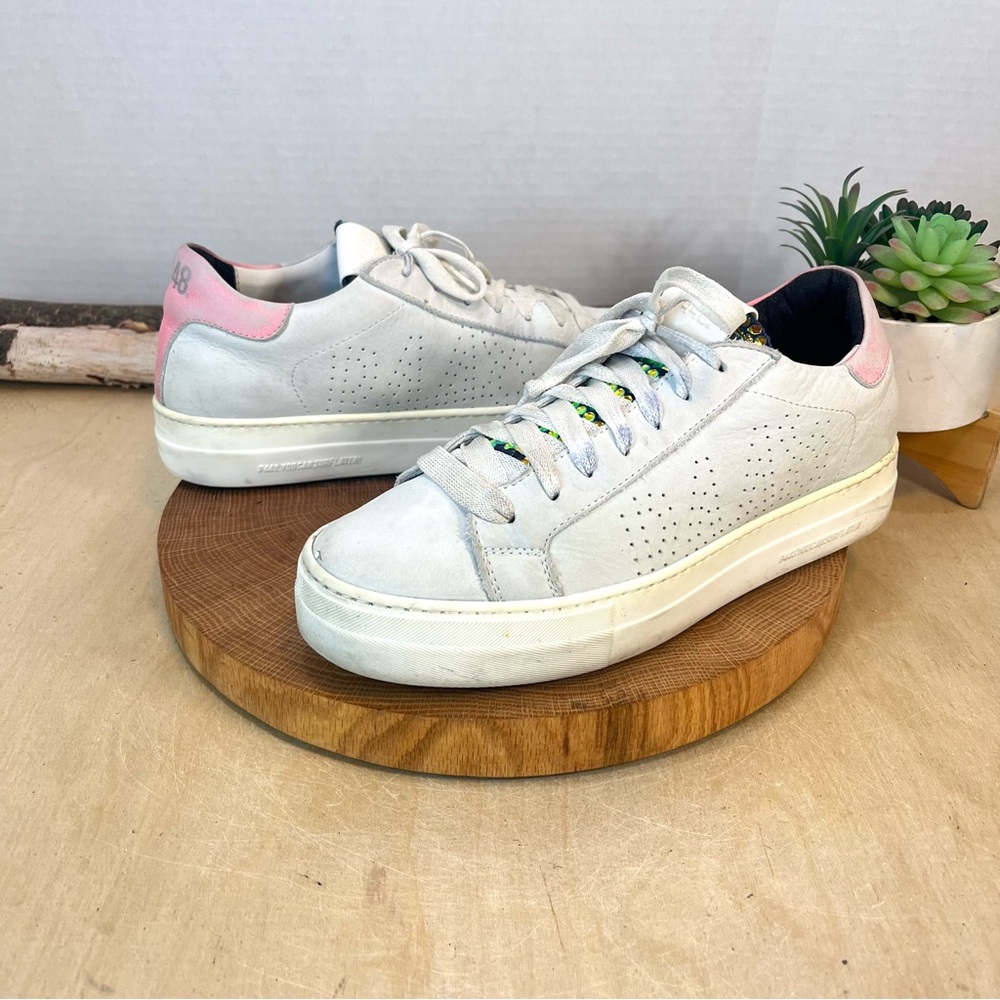 P448 John Blossom Grey Nubuck Sneakers | Sequin Tongue | Size 39